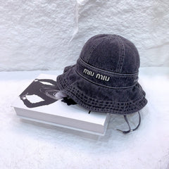 MM NEW DENIM BUCKET HAT RHINESTONE LOGO