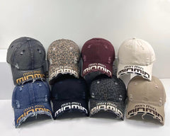 MM DISTRESSED EMBROIDERED BASEBALL CAP DENIM