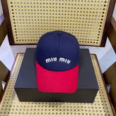 MM BASEBALL CAP IN NAVY BLUE AND RED FABRIC WITH LOGO EMBROIDERY