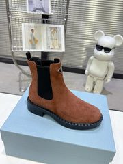 PRADA 25S RETRO PLATFORM MARTIN BOOTS IN BROWN SUEDE