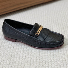 LUCO LOAFER WITH FRINGES IN BLACK LAMBSKIN