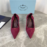 PRADA 25S HIGH HEELS 75 MM IN DARK RED SUEDE