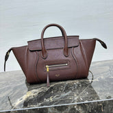 CELINE 25S NEW LUGGAGE 38MM IN CHOCOLATE BROWN SHINY LAMBSKIN GOLD HARDWARE
