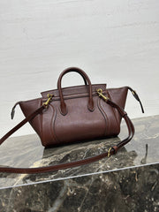 CELINE 25S NEW LUGGAGE 38MM IN CHOCOLATE BROWN SHINY LAMBSKIN GOLD HARDWARE