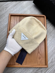 BEANIE HAT IN BISQUE BEIGE WOOL AND RABBIT FUR 342035