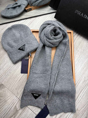 SET SCARF AND HAT IN RHINO GRAY WOOL AND RABBIT FUR 397407