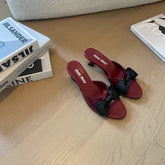 Ruby Mid - Heels With Black Bow Calfskin