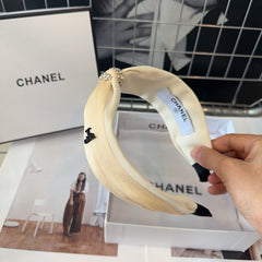 BEIGE CREAM SILK AND FABRIC HAIRBAND 410876