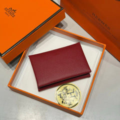 CALVI DUO COMPACT CARD HOLDER IN ROUGE H EPSOM CALFSKIN