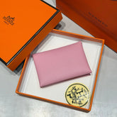 CALVI DUO COMPACT CARD HOLDER IN ROSE SAKURA EPSOM CALFSKIN