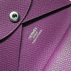 CALVI DUO COMPACT CARD HOLDER IN VIOLET POP EPSOM CALFSKIN