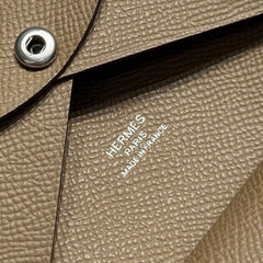 CALVI DUO COMPACT CARD HOLDER IN BEIGE MARFA EPSOM CALFSKIN