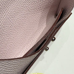 CALVI DUO COMPACT CARD HOLDER IN MAUVE PALE EPSOM CALFSKIN