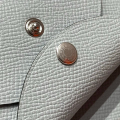 CALVI DUO COMPACT CARD HOLDER IN ASH GRAY EPSOM CALFSKIN