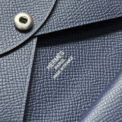 CALVI DUO COMPACT CARD HOLDER IN BLUE MARINE EPSOM CALFSKIN