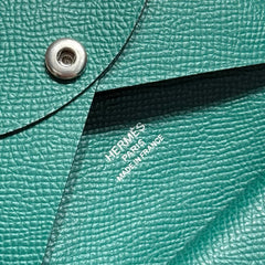 CALVI DUO COMPACT CARD HOLDER IN VERT ANGLAIS EPSOM CALFSKIN