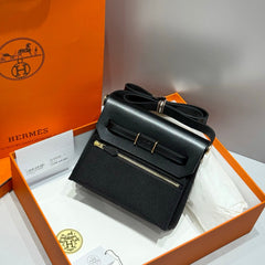 HERMES 25S MINI HERBAG 20 IN FULL BLACK CANVAS GOLD HARDWARE