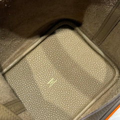 HERMES 25S PICOTIN LOCK 18 IN OLIVE GOLD CALFSKIN GOLD HARDWARE