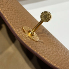 HERMES 25S MINI LINDY 19 IN BROWN CALFSKIN GOLD HARDWARE