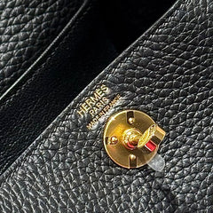 HERMES 25S MINI LINDY 19 IN BLACK CALFSKIN GOLD HARDWARE
