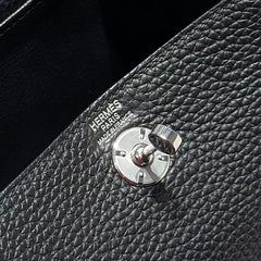 HERMES 25S MINI LINDY 19 IN BLACK CALFSKIN SILVER HARDWARE