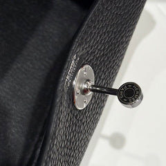 HERMES 25S MINI LINDY 19 IN BLACK CALFSKIN SILVER HARDWARE