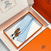 25S HERMES SANGLE ALLEGRO BAG STRAP BLUE 85 IN CANVAS SILVER HARDWARE