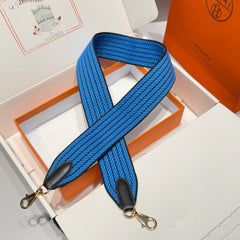 25S HERMES BAG STRAP BLUE 85 IN CANVAS GOLD HARDWARE