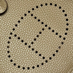 HERMES 25S MINI EVELYNE 18 IN BEIGE MARFA PATTERNED STRAP CALFSKIN SILVER HARDWARE