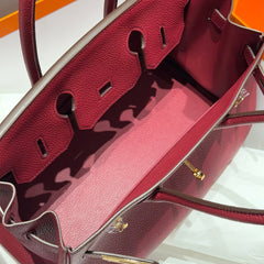 HERMES 25S SHOULDER BIRKIN 29 IN BURNT RED CALFSKIN GOLD HARDWARE
