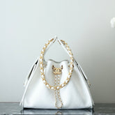 CHANEL 25S HOBO BAG 30 CM IN WHITE LAMBSKIN WITH GOLD HARDWARE