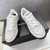 CHANEL 25S TRAINERS WHITE AND LIGHT GRAY IN CALFSKIN