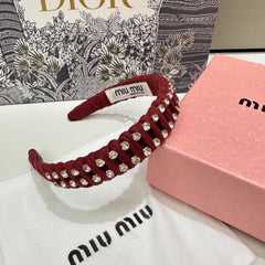 HAIRBAND IN RED FELT FABRIC DIAMOND-EMBELLISHED 230832