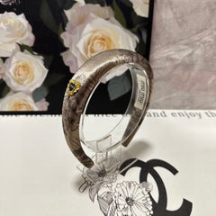 SILK THICK HEADBAND DARK BEIGE FLOWER PRINT 239960