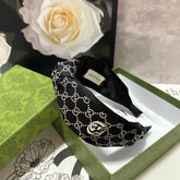 HEADBAND IN BLACK MIX BEIGE MONOGRAM SILK 423618