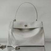 RODEO MEDIUM BAG 35 IN WHITE SMOOTH CALFSKIN SILVER HARDWARE