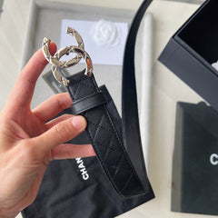 CHANEL 25S BELT 30 MM IN BLACK CALFSKIN 616604