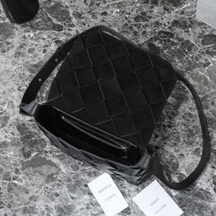 BOTTEGA VENETA 25S DIAGO 22 IN BLACK CALFSKIN PATENT SILVER HARDWARE