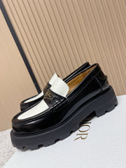 DIOR 25S BOY PLATFORM LOAFERS IN BLACK MIX WHITE CALFSKIN