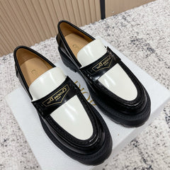 DIOR 25S BOY PLATFORM LOAFERS IN BLACK MIX WHITE CALFSKIN