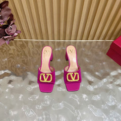 VALENTINO 25S HIGH-HEEL MULES 60 MM IN DARK PINK VELVET AND CALFSKIN WITH GOLD HARDWARE
