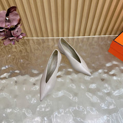 HM 25S HIGH-HEEL WEDGE SHOES 50 MM IN PALE PINK BEIGE LAMBSKIN