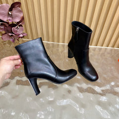 HM 25S ANKLE BOOTS 70 MM IN BLACK LAMBSKIN