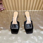 VALENTINO 25S HIGH-HEEL MULES 60 MM IN BLACK PATENT CALFSKIN WITH CRYSTAL-EMBELLISHED STRAP