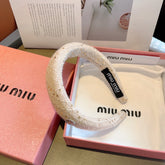 THICK HEADBAND IN WHITE TWEED EMBELLISHED SEQUINS 406046