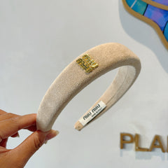 THICK HEADBAND IN BEIGE CASHMERE 412453