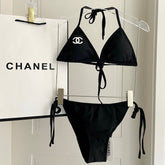 CC BIKINI SWIMSUIT SET IN BLACK EMBROIDERED LOGO 624564