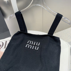 CAMI TOP 643227 IN BLACK COTTON RIBBED KNIT