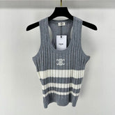 STRIPED TANK TOP 625958 IN GRAY AND WHITE COTTON RIBBED