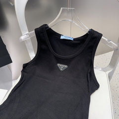 CAMISOLE 624506 IN BLACK COTTON RIBBED